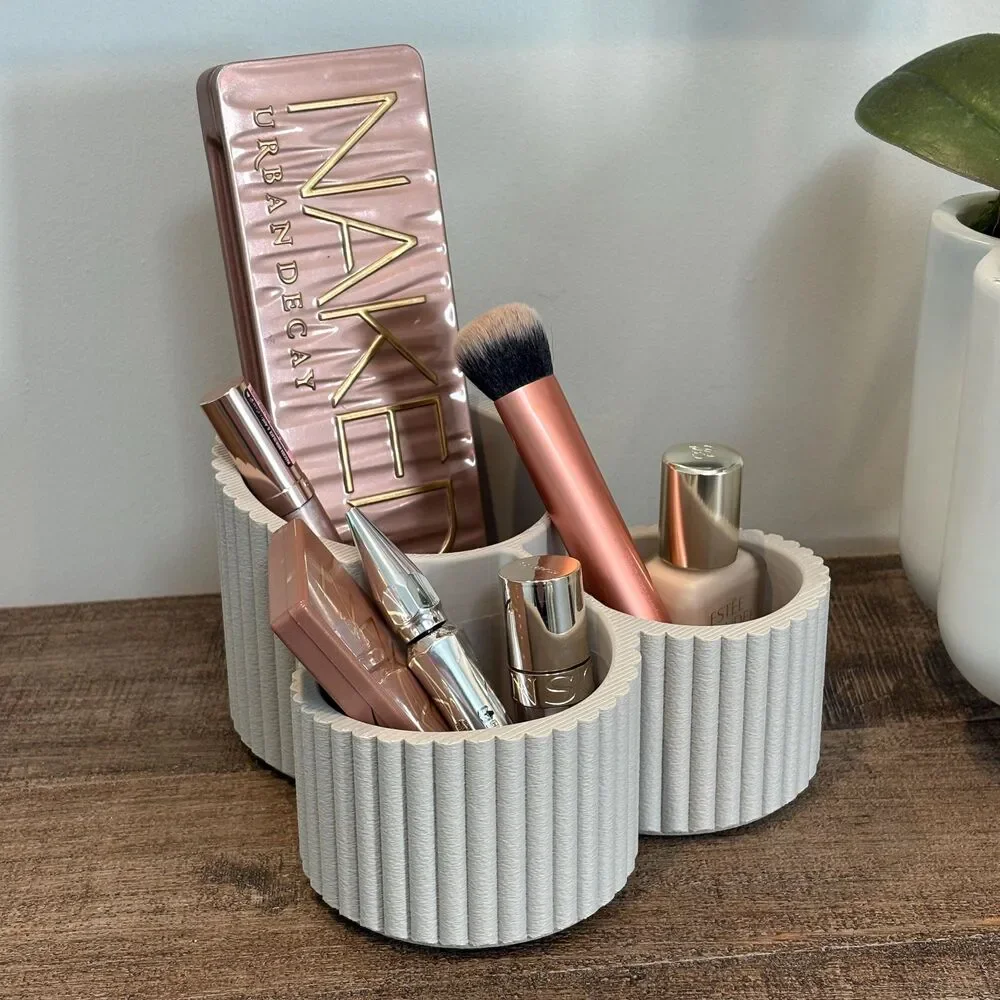 Vanity Organizer, 3 Compartment Makeup and Skincare Holder, Bathroom Countertop